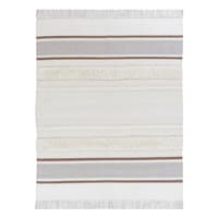 (B801) Honeybloom Ivory Striped Area Rug, 8x10
