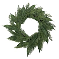 Mixed Green Leaves Wreath, 20"