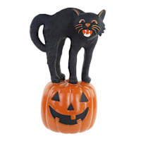 Happy Haunting Black Cat & Jack-o'-Lantern Blow Mold, 13"
