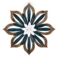 Ty Pennington Blue Metal & Wood Flower Wall Art, 12x21