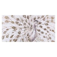 Gold Foiled Peacock Canvas Wall Art, 48x24