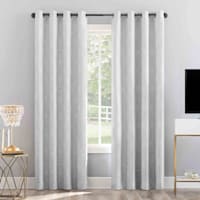 Sunzero Jagger White & Grey Grommet Single Blackout Curtain Panel, 84"