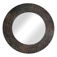 Ty Pennington Carved Wooden Round Wall Mirror, 24"
