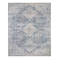 (B822) Whittington Blue Floral Medallion Area Rug, 8x10