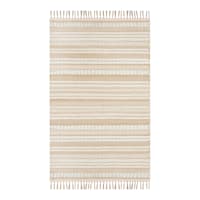 (B819) Panyer Ivory Striped Flatweave Accent Rug, 3x5