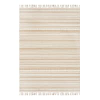 (B819) Panyer Ivory Striped Flatweave Area Rug, 5x7