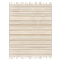 (B819) Panyer Ivory Striped Flatweave Area Rug, 8x10