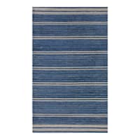 (B824) Ty Pennington Terrace Indigo Striped Flatweave Accent Rug, 3x5