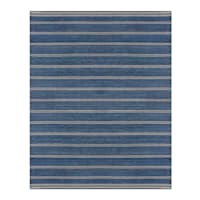 (B824) Ty Pennington Terrace Indigo Striped Flatweave Area Rug, 8x10
