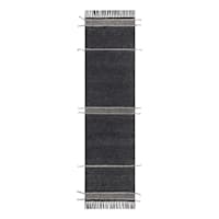 (B817) Hutton Black Flatweave Tassel Runner, 2x7