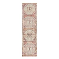 (B826) Red & Pink Tribal Patterned Washable Runner, 2x7