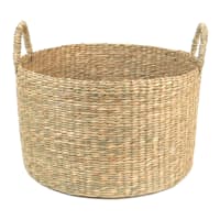 Ty Pennington Round Natural Wicker Storage Basket with Handles, Small