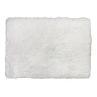 White Faux Fur Accent Rug, 31x44