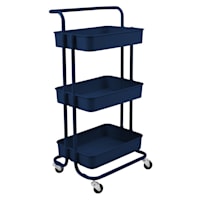 Blue Rolling Storage Cart with Handle, 34.2"