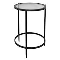 Honeybloom Emerson Glass-Top Accent Table, Black