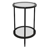 Honeybloom Emerson Glass-Top Accent Table, Black