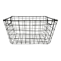 Honeybloom Tapered Dark Grey Metal Storage Basket, Medium