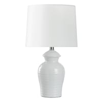 Honeybloom White Ceramic Small Table Lamp with Shade, 14.5"
