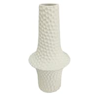 White Hammered Vase, 10"