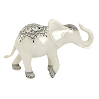 White Ceramic Elephant Figurine, 7.5"
