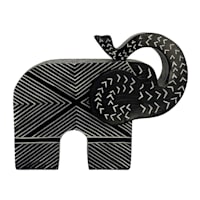 Black Wooden Elephant Figurine, 7.7"
