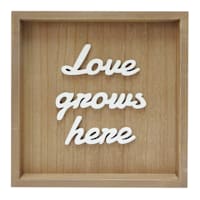 Honeybloom Love Grows Here Wooden Block Sign, 10"