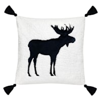 Ty Pennington White Moose Tassel Throw Pillow, 18"