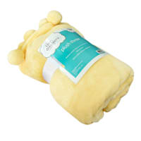 Tiny Dreamers Solid Yellow Pom-Pom Throw Blanket, 50x60