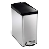 SimpleHuman Profile Brushed Stainless Steel with Black Lid Step Can, 10l (2.6gal)