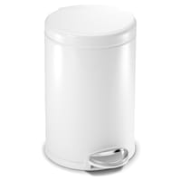 SimpleHuman Round Bathroom White Steel Bathroom Step Trash Can, 4.5l (1.2gal)