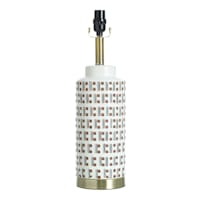 Honeybloom White Checker Patterned Table Lamp, 19.3"