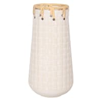 Honeybloom White Metal & Rattan Basketweave Vase, 12"