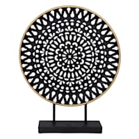 Found & Fable Black Mandala Disk Sculpture, 20"