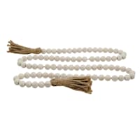 Honeybloom Whitewashed Wooden Bead Garland, 58"