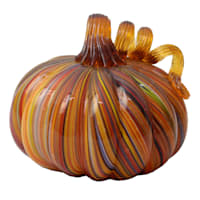 Orange & Black Swirled Glass Pumpkin, 5"