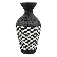 Found & Fable Black & White Woven Vase, 16"