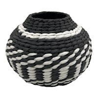 Found & Fable Black & White Woven Vase, 7"