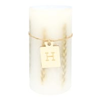 Honeybloom Wheat Embedded Unscented Pillar Candle, 3x6