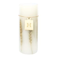 Honeybloom Wheat Embedded Unscented Pillar Candle, 3x8