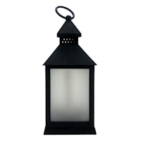Black LED Flame Lantern, 9.5"