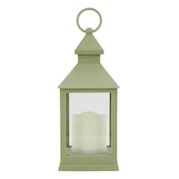 Sage Green LED Lantern, 9.5"
