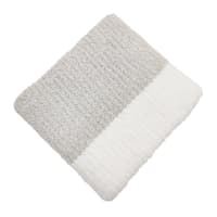 Neutral Color Block Fuzzy Yarn Knit Throw Blanket, 50x60