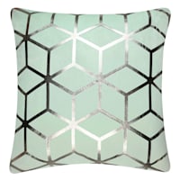 Aqua & Silver Metallic Print Throw Pillow, 18"