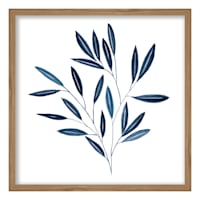 Honeybloom Glass Framed Blue Botanical Print Wall Art, 17"