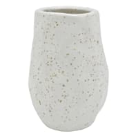Honeybloom White Speckled Ceramic Vase, 6"