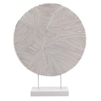 White Round Etched Disk Figurine, 19"