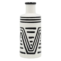 Found & Fable Black & White Geometric Design Ceramic Vase, 8"