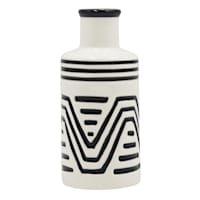 Found & Fable Black & White Geometric Design Ceramic Vase, 6"