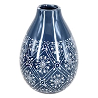 Honeybloom Blue Ceramic Vase, 6"