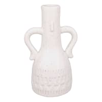 White Ceramic Vase with Handles, 6.9"